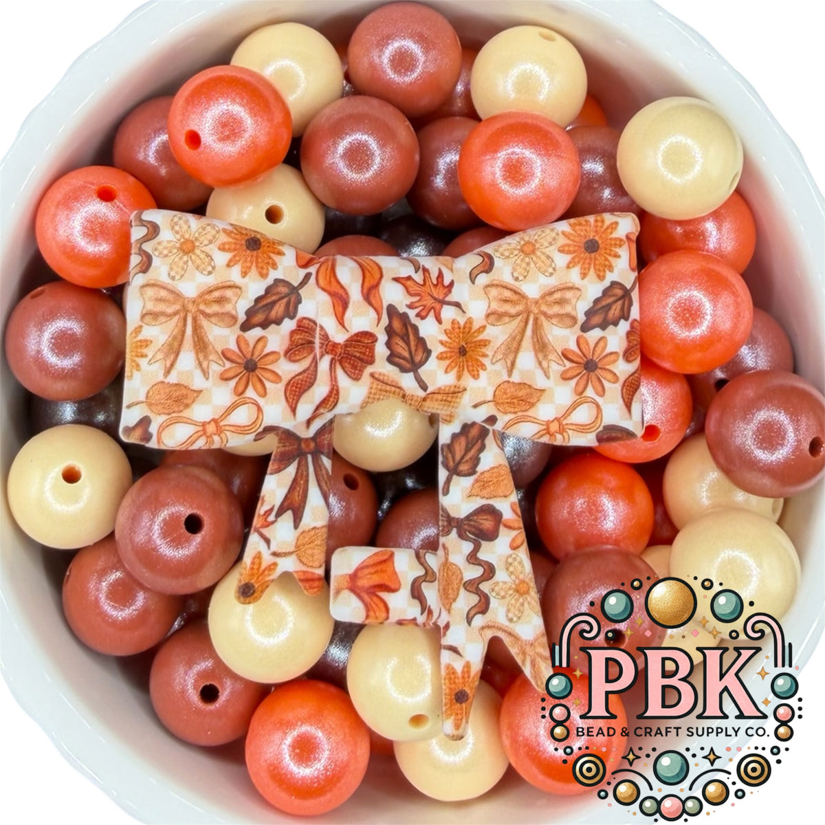 Fall Leaves Straw Topper Bow- EXCLUSIVE TO PBK