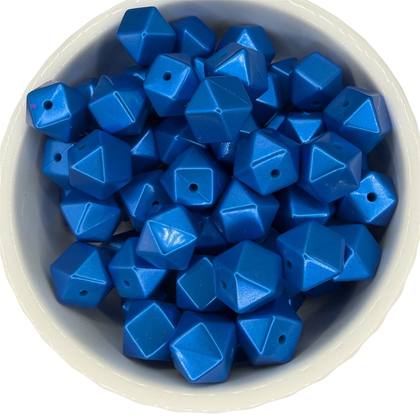 Blue Raspberry Shimmer- Hexagon Silicone Bead 15mm