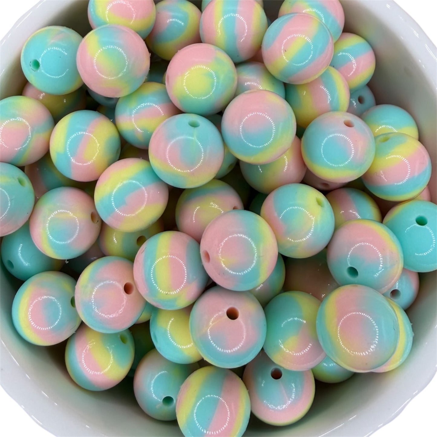 Cotton Candy Swirl- Silicone Bead 15mm