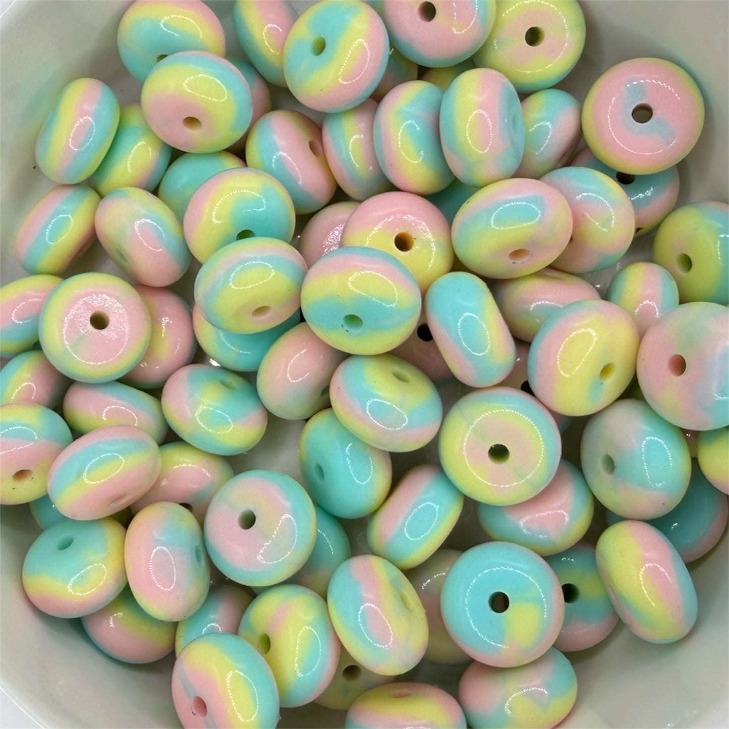 Cotton Candy Swirl- Silicone Bead Abacus 14mm