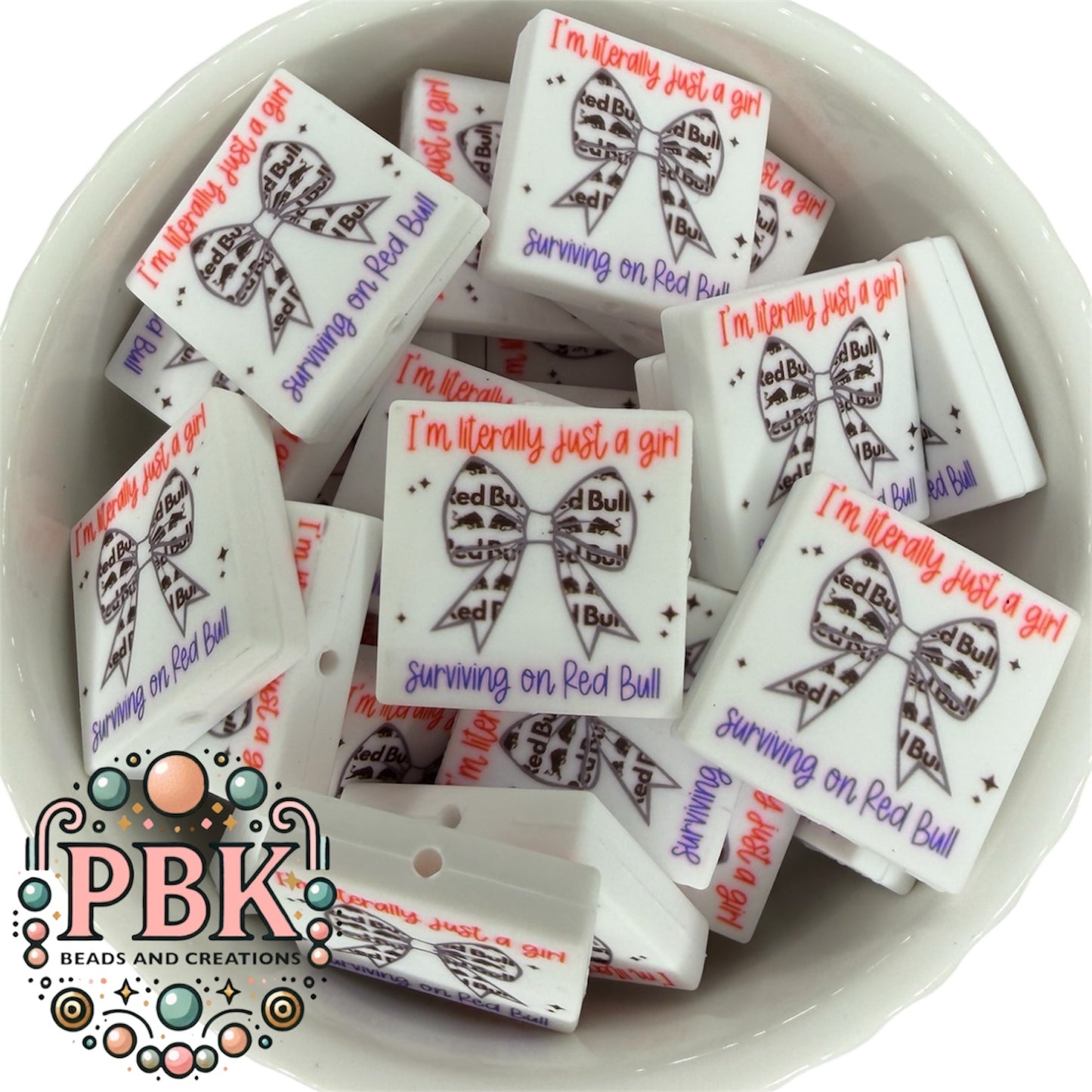 Literally Just a Girl Surviving on Red B- EXCLUSIVE TO PBK- Silicone Focal Bead
