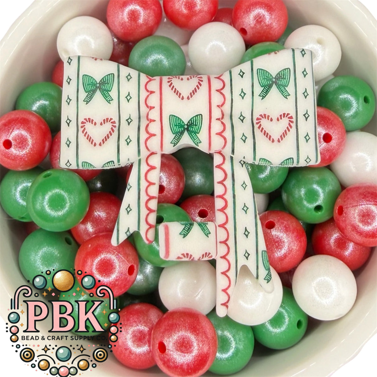 Christmas Pin Stripe Straw Topper Bow- EXCLUSIVE TO PBK
