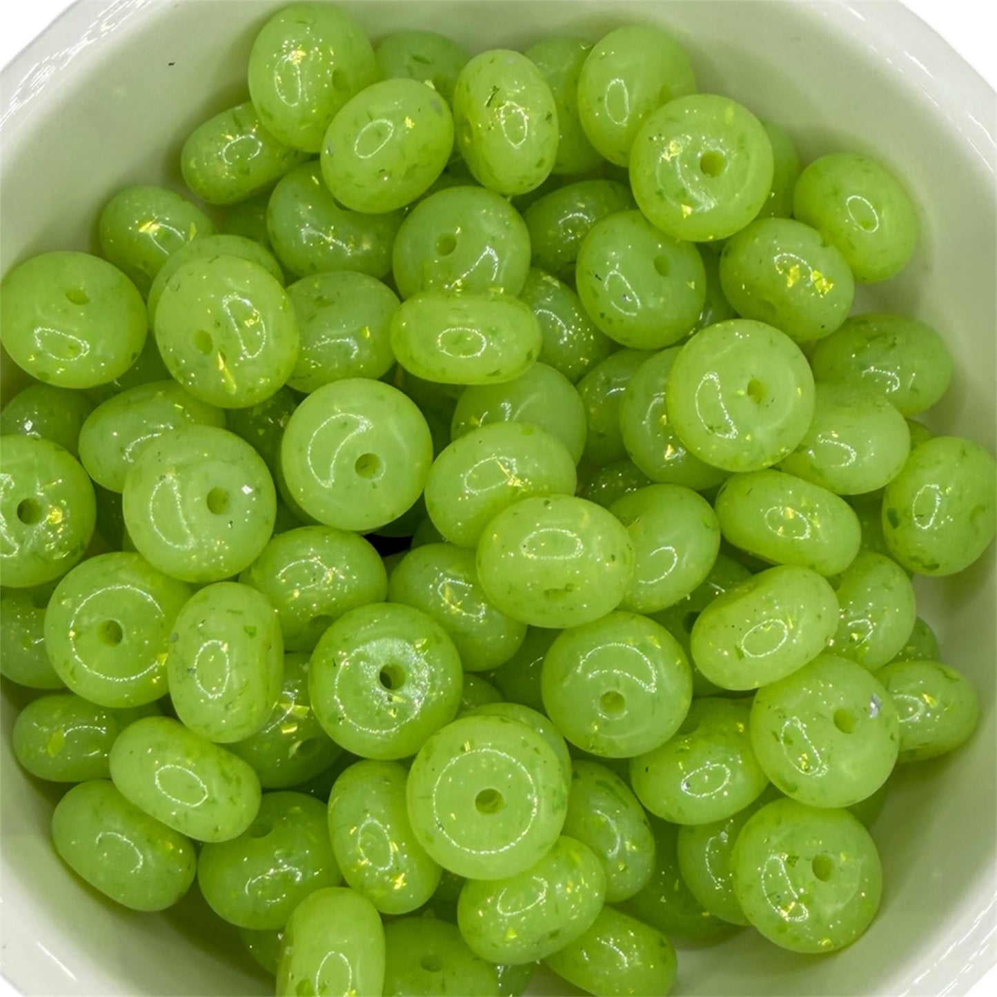 Lime Green- Speckle Silicone Bead Abacus 14mm