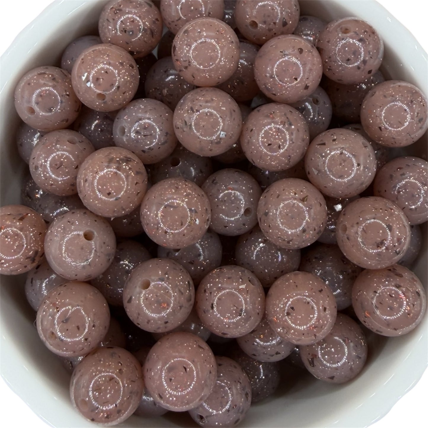 Brown Speckle Liquid- Silicone Bead 15mm