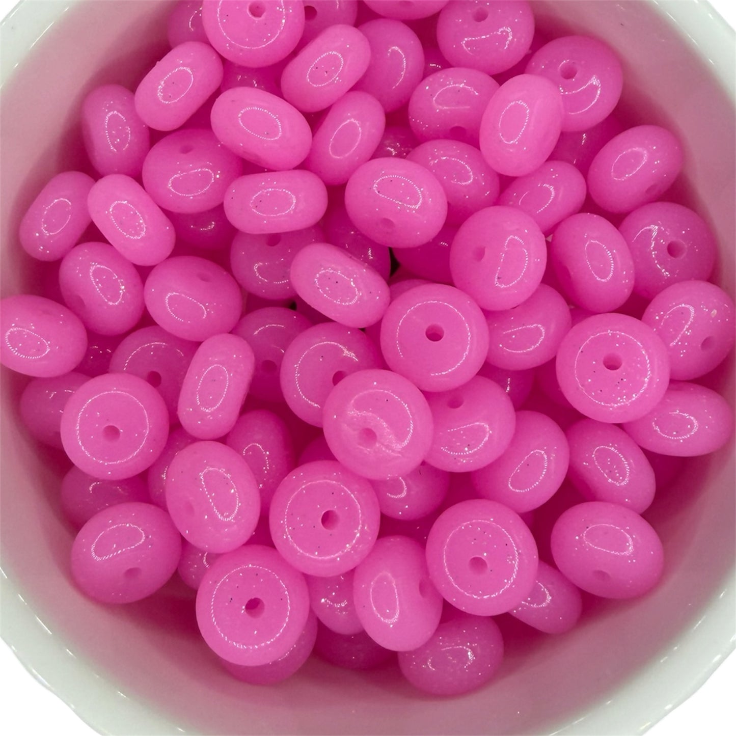 Hot Pink- Glitter Silicone Bead Abacus 14mm