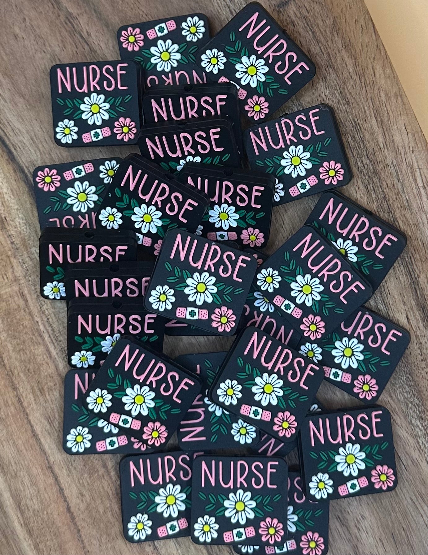 Nurse with Bandaid & Flowers Silicone Focal
