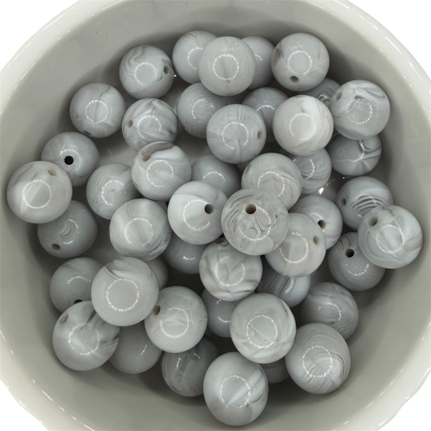 Gray Marble- Liquid Silicone Bead 15mm