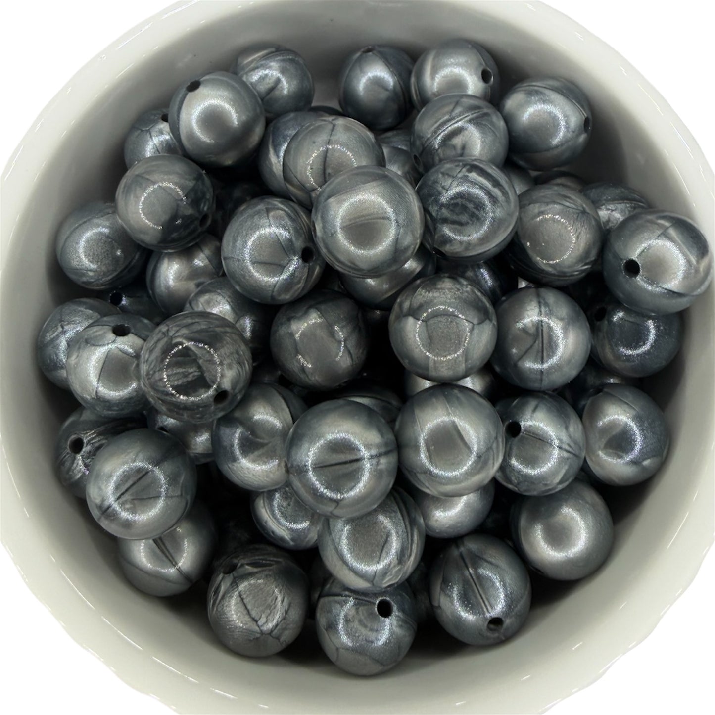 Hematite Marble- Liquid Silicone Bead 15mm