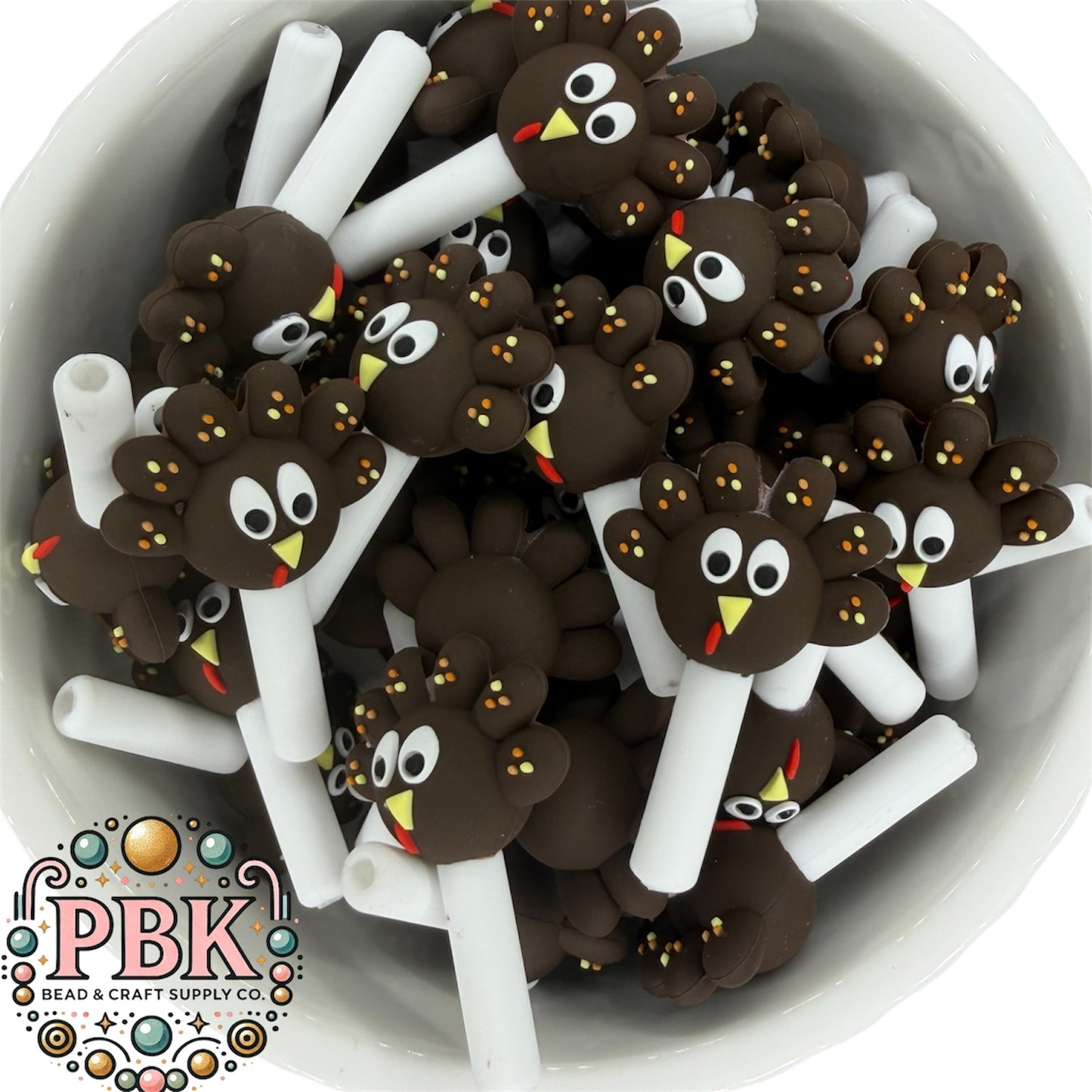 Tom Tom the Turkey- 3D Cake Pop- EXCLUSIVE TO PBK- Silicone Focal Bead
