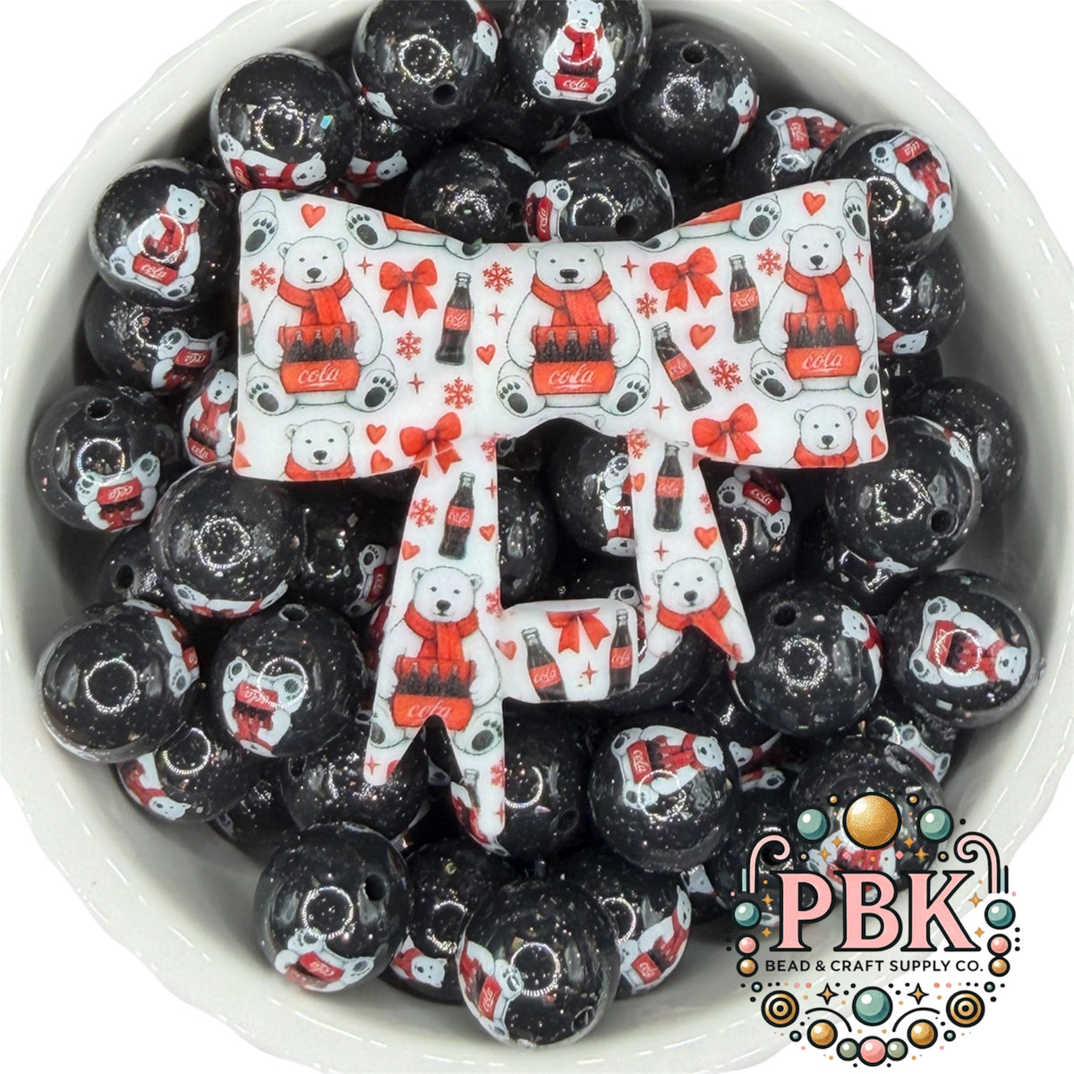 Holiday Polar Bear Straw Topper Bow- EXCLUSIVE TO PBK