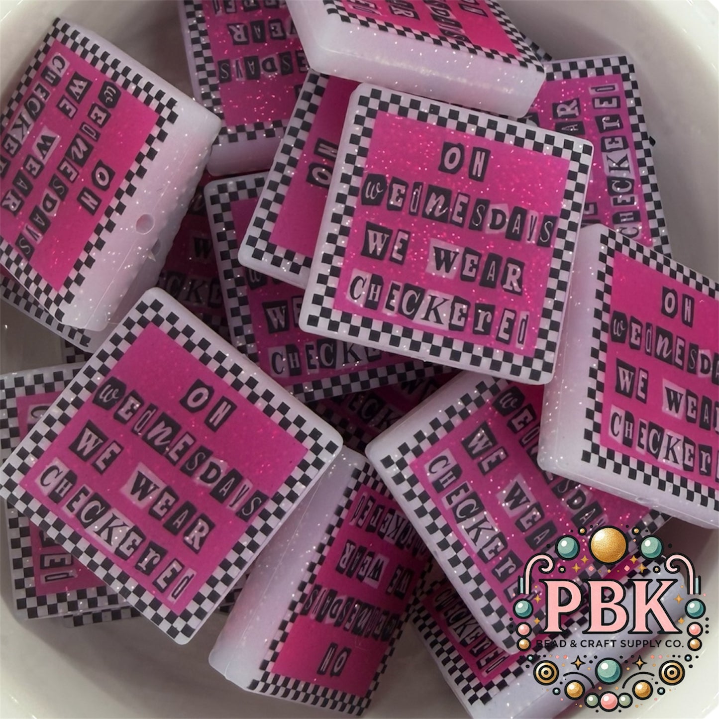 On Wednesday’s We Wear Checkered- EXCLUSIVE TO PBK- Silicone Focal Bead