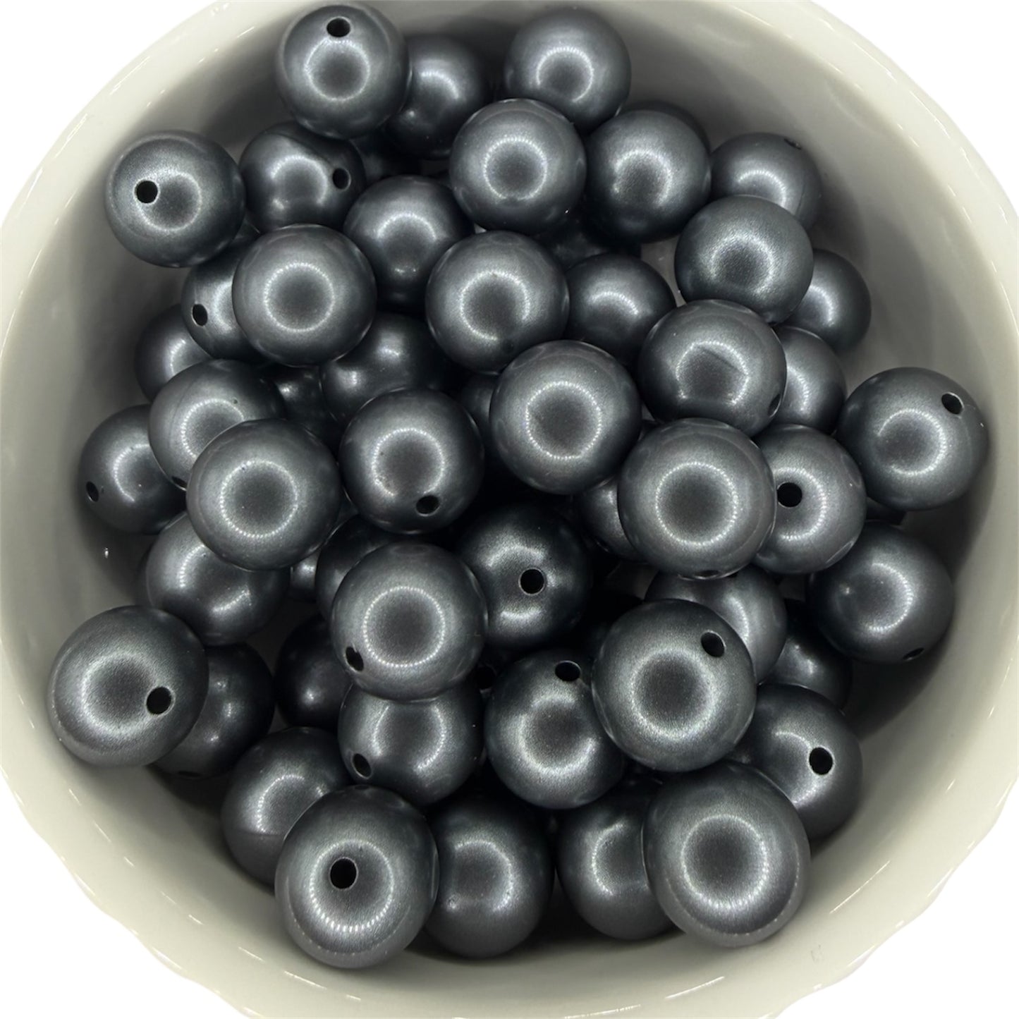 Gray Metallic Shimmer- Silicone Bead 15mm