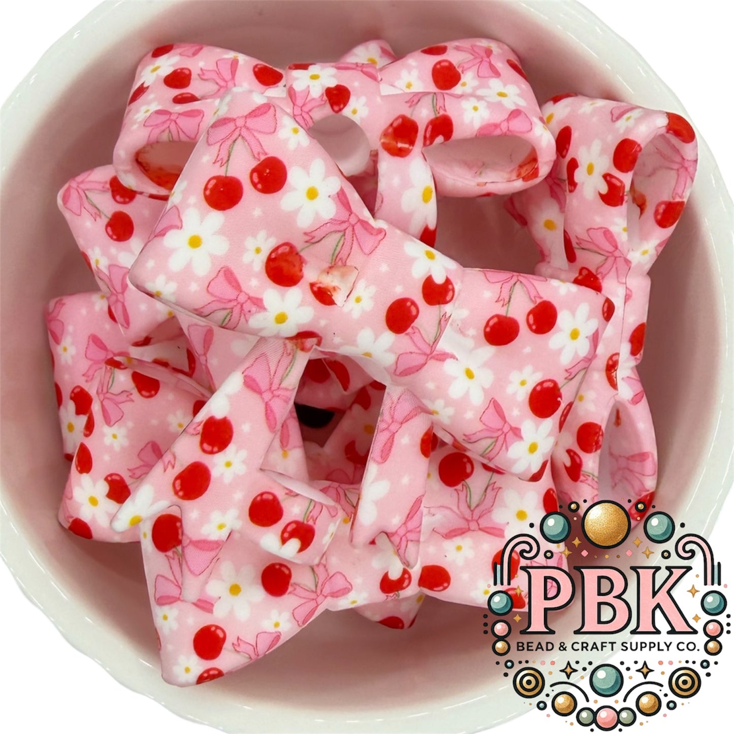 Cherry Bow & Daisies - Straw Topper Bow- EXCLUSIVE (collab)