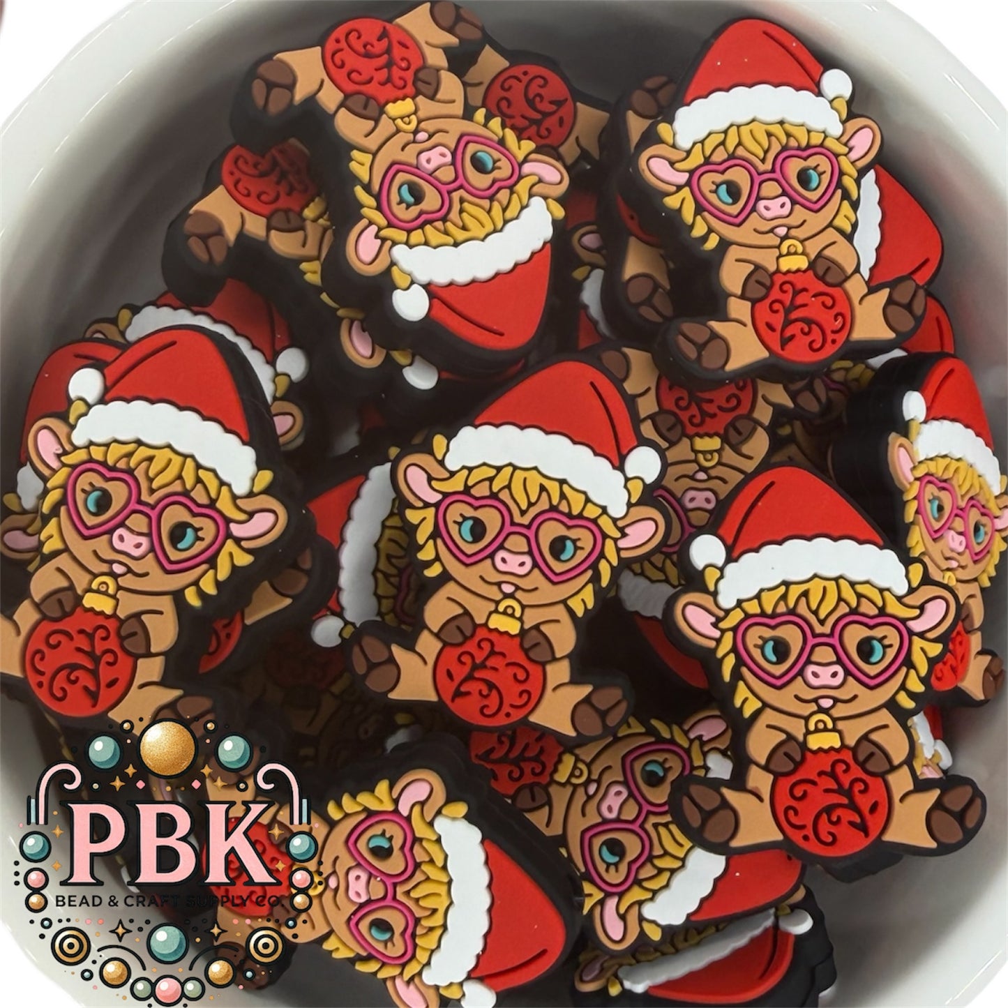 Christmas Disco the Highland Cow- EXCLUSIVE TO PBK- Silicone Focal Bead