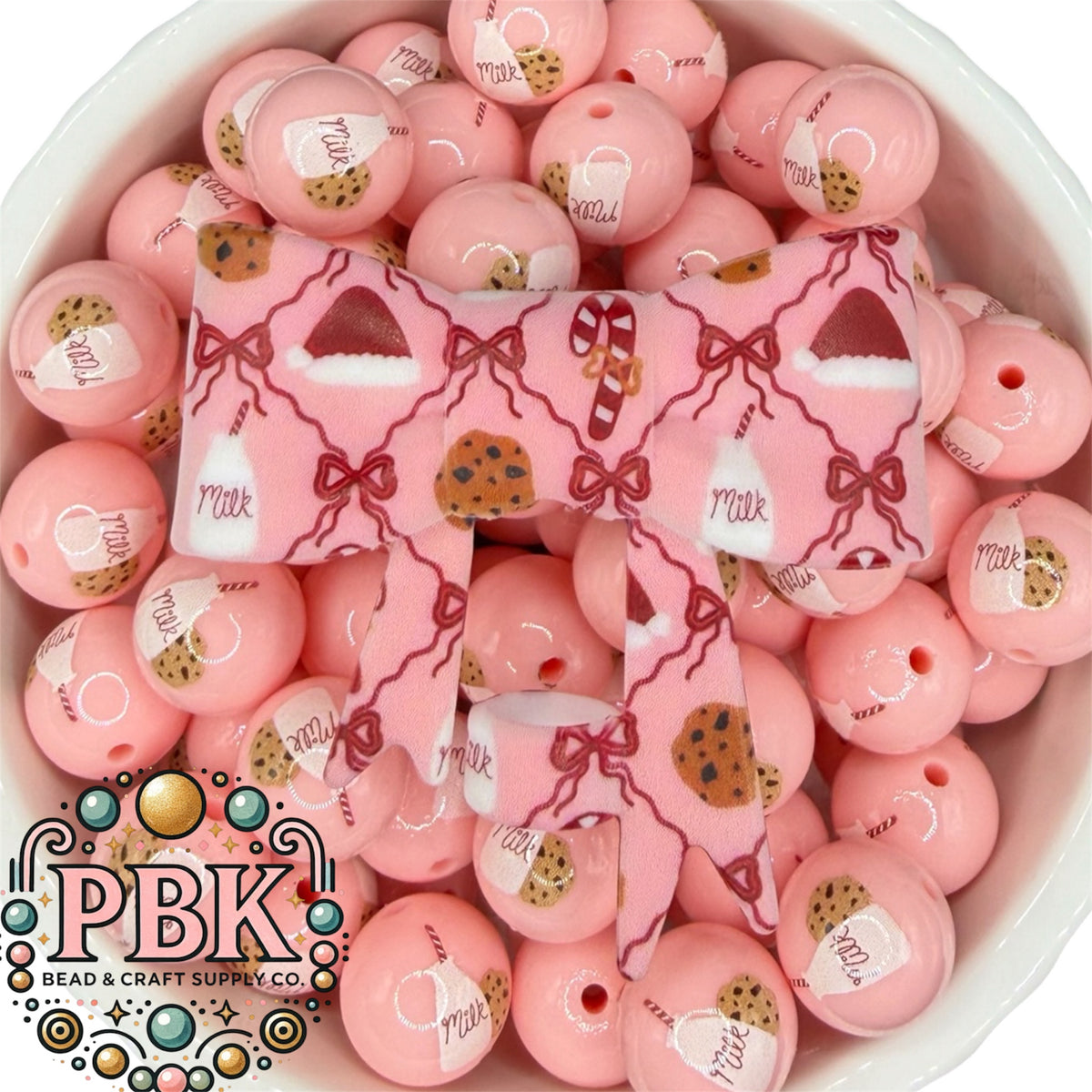 Milk & Cookies Stripe Straw Topper Bow- EXCLUSIVE TO PBK
