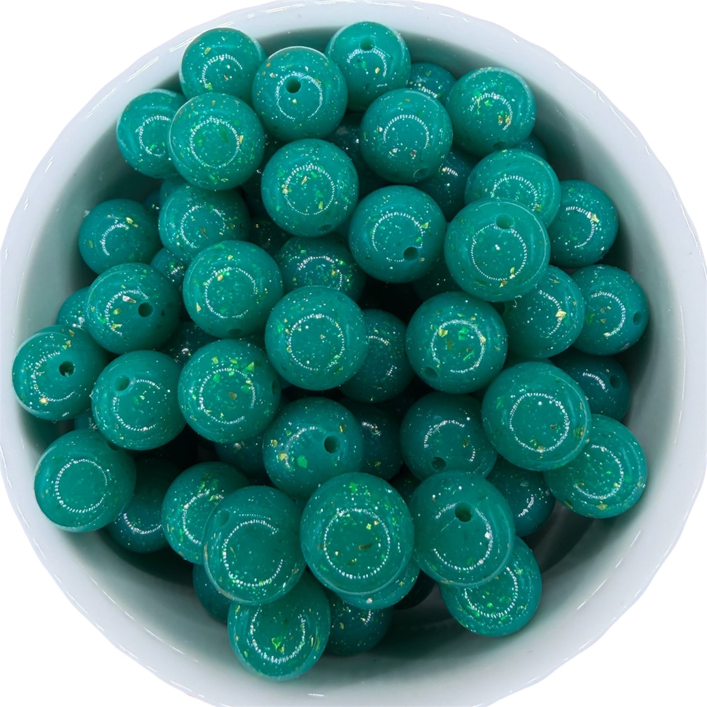 Emerald Glitz- Glitter Silicone Bead 15mm