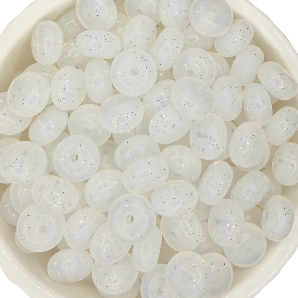 Clear Glitter- Liquid Silicone Bead Abacus 14mm