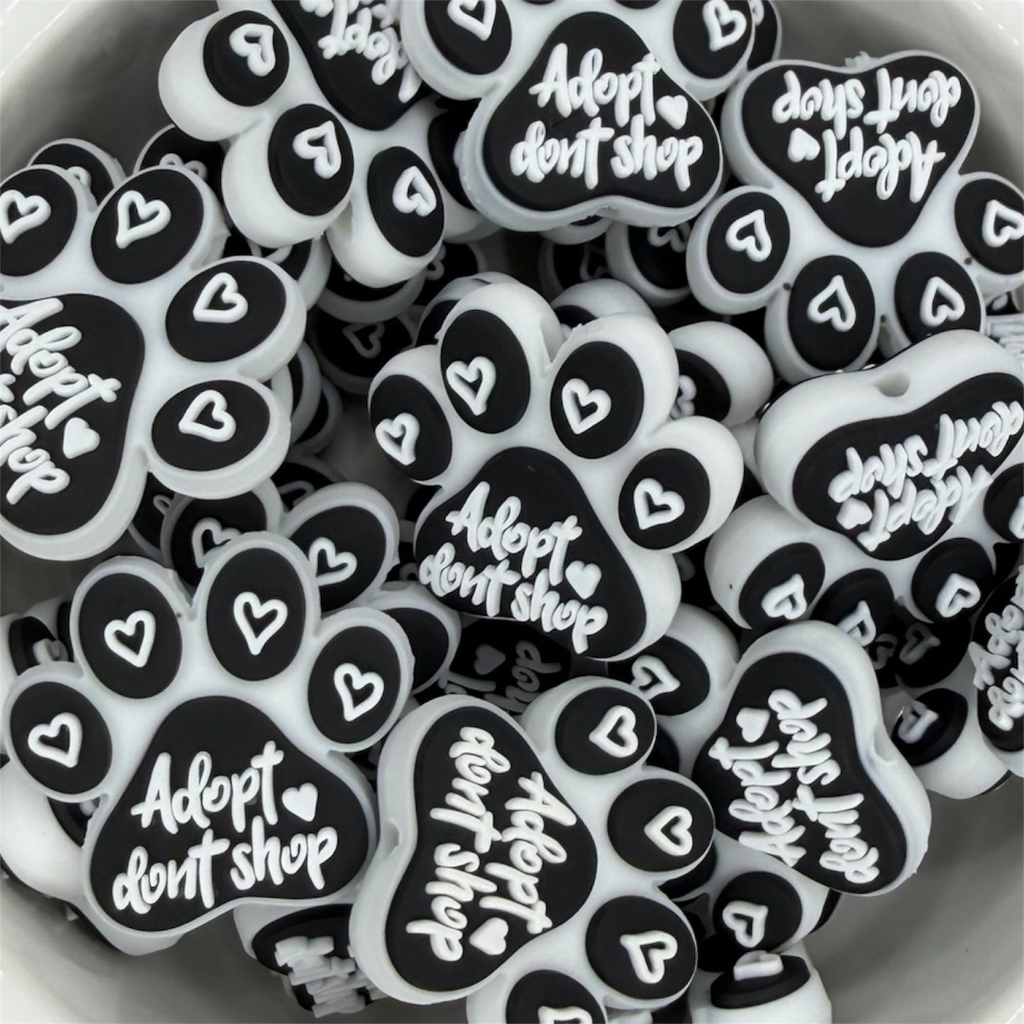 Adopt Don’t Shop, Paw Print- Silicone Focal