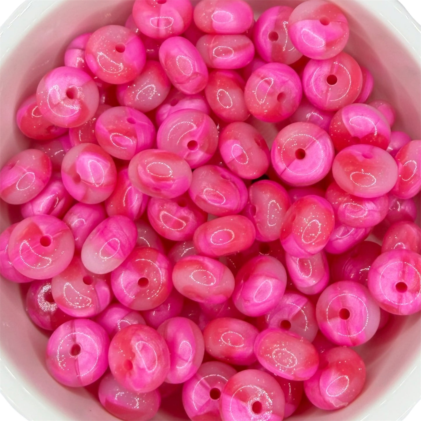 Pink Swirl- Glitter Silicone Bead Abacus 14mm
