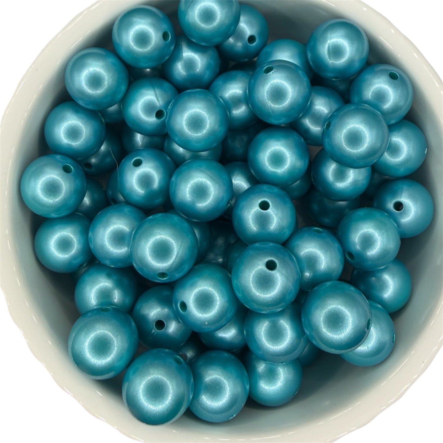 Icy Teal Shimmer- Silicone Bead 15mm