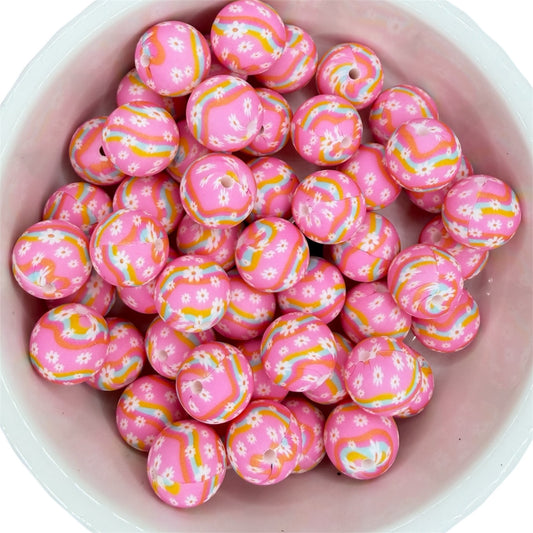 70s’ Daisies -  Silicone Bead 15mm