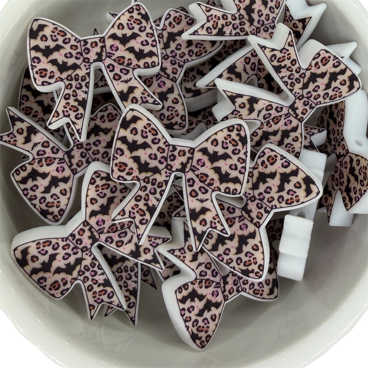 Leopard Bat Bow- Glow in the Dark- Silicone Focal Bead