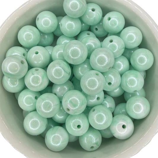 Minty Marble- Opal Silicone Bead 15mm