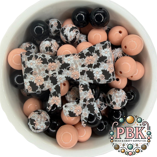 Cow Print & Daises Straw Topper Bow- EXCLUSIVE TO PBK
