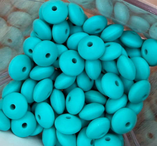 Turquoise Lentil- Silicone Bead