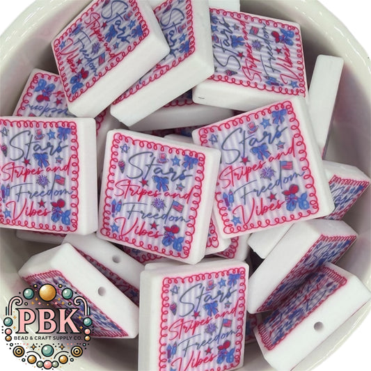 Stars, Stripes, and Freedom Vibes- EXCLUSIVE TO PBK- Silicone Focal Bead