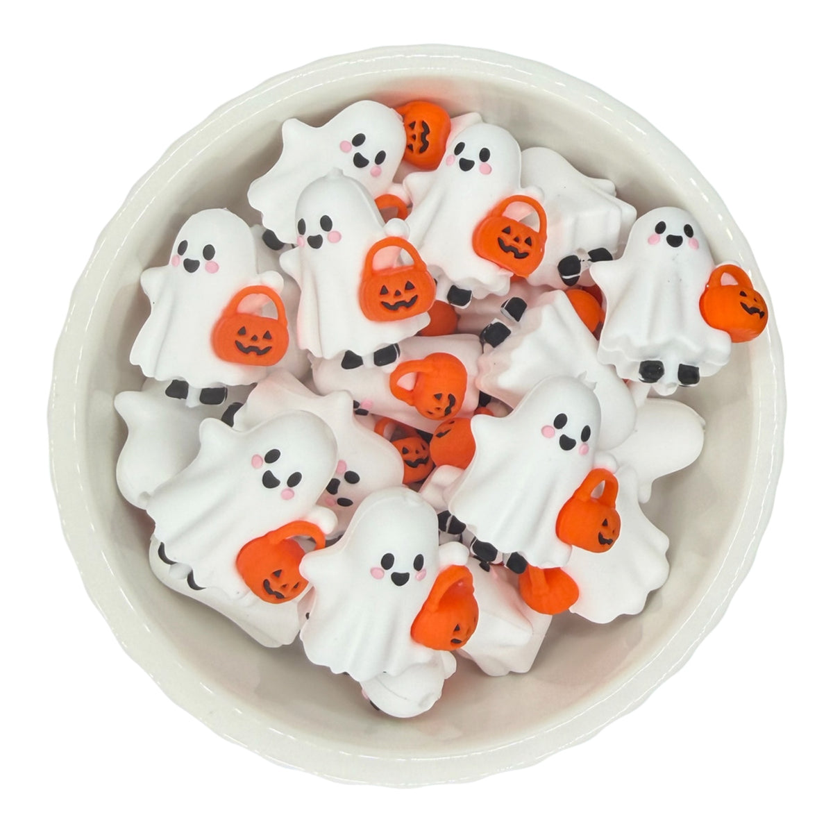 3D Trick or Treat Ghostie- Silicone Focal Bead