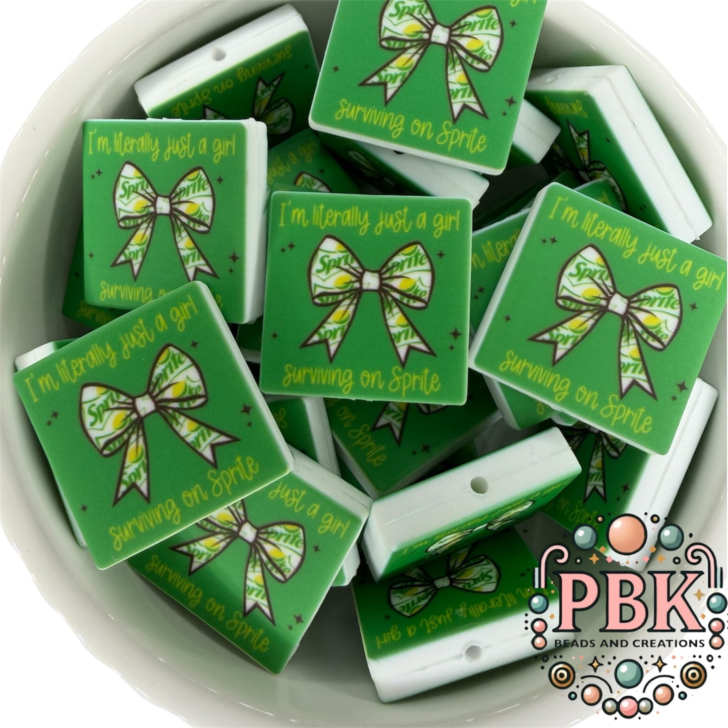Literally Just a Girl Surviving on Sprite- EXCLUSIVE TO PBK- Silicone Focal Bead