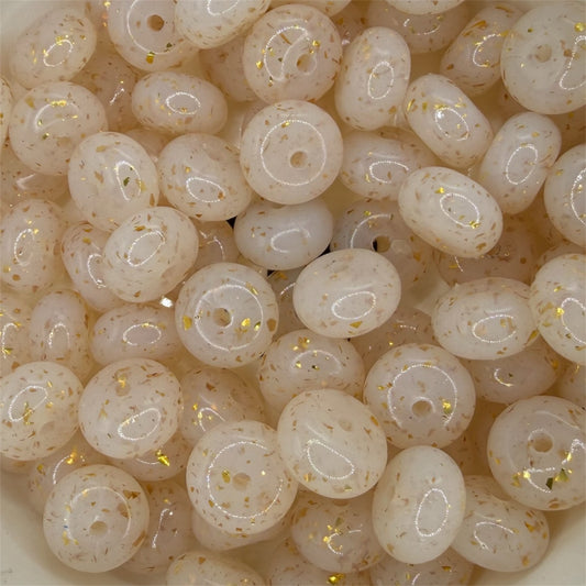 Clear & Gold- Speckle Silicone Bead Abacus 14mm