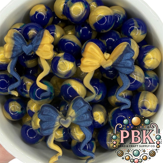 Bow with Tails (Navy & Gold Swirl Shimmer) - EXCLUSIVE TO PBK
