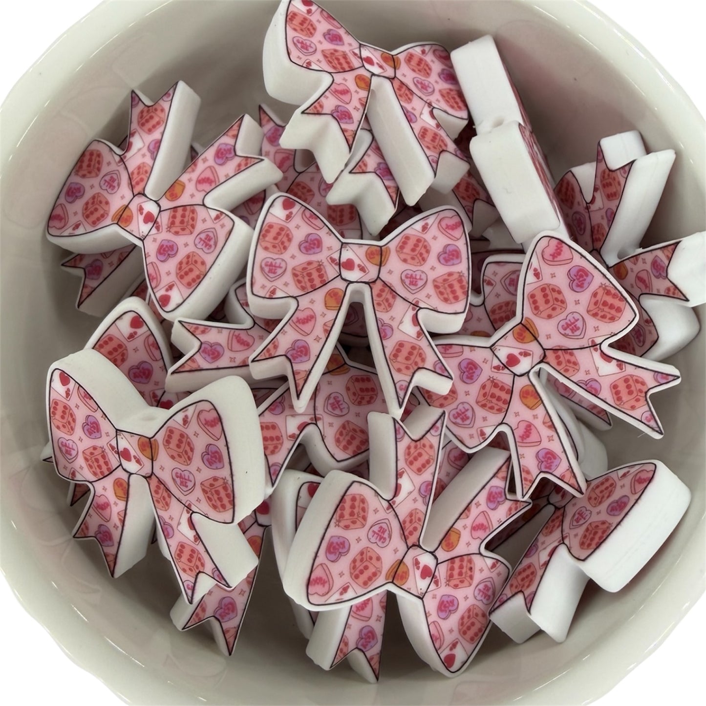 Lucky Hearts Bow- Silicone Focal Bead