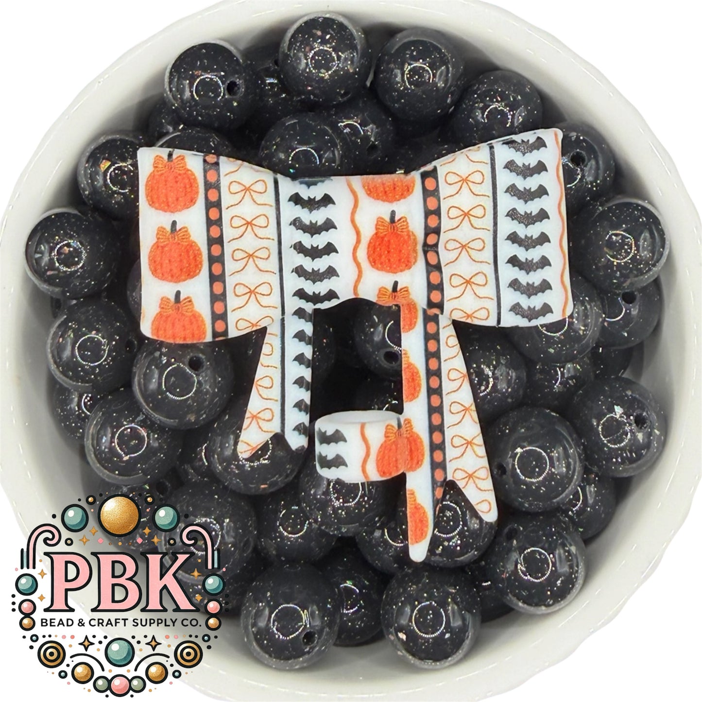 Halloween Pin Stripe Straw Topper Bow- EXCLUSIVE TO PBK