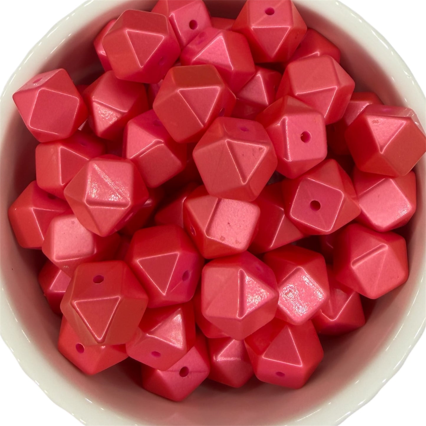 Flamingo Shimmer-  Hexagon Silicone Bead 15mm
