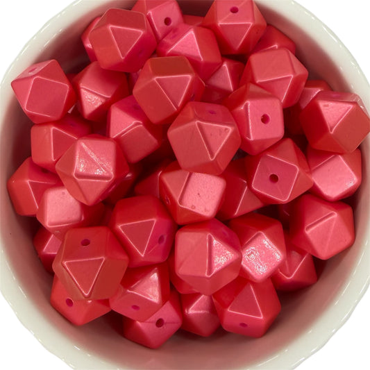 Flamingo Shimmer-  Hexagon Silicone Bead 15mm