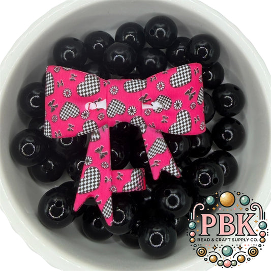 Checkered & Hearts-  Straw Topper Bow- EXCLUSIVE TO PBK