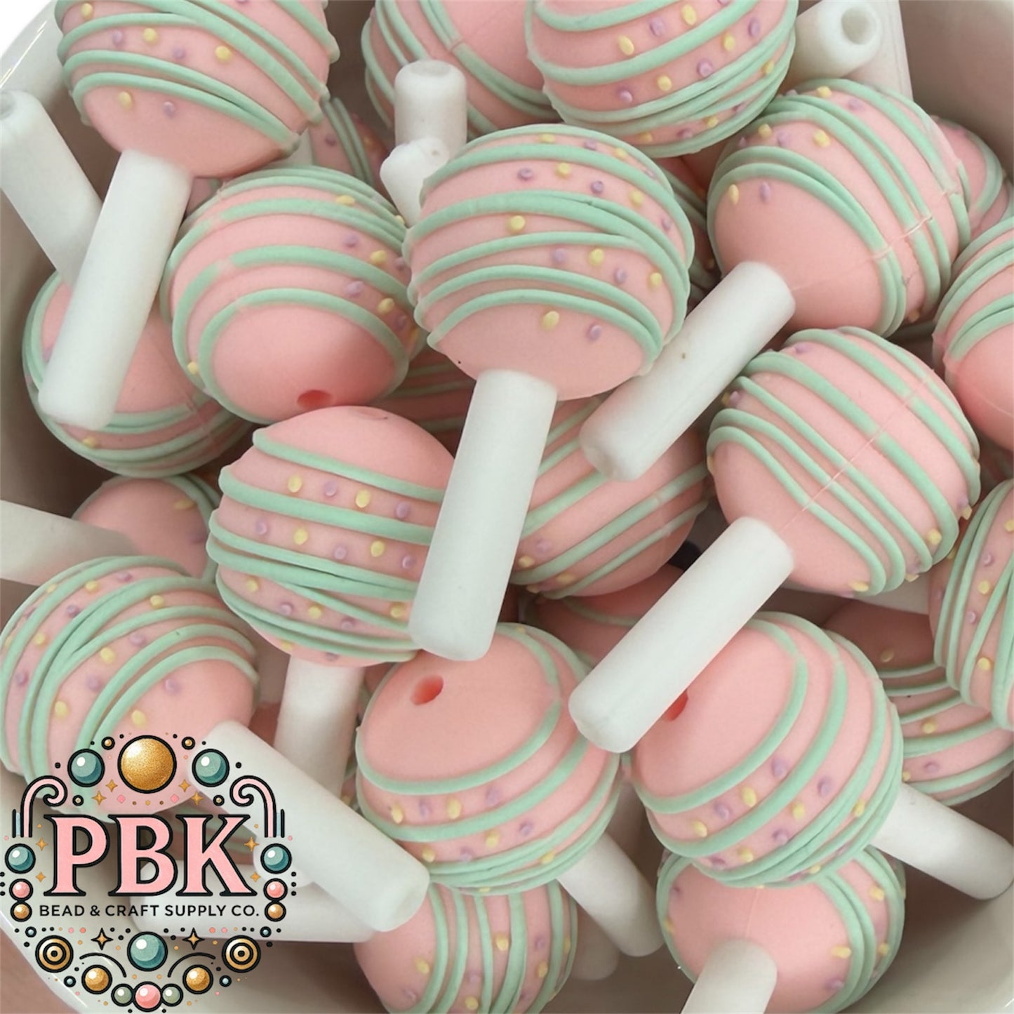 3D Cake Pop (Pastel)- EXCLUSIVE TO PBK- Silicone Focal Bead