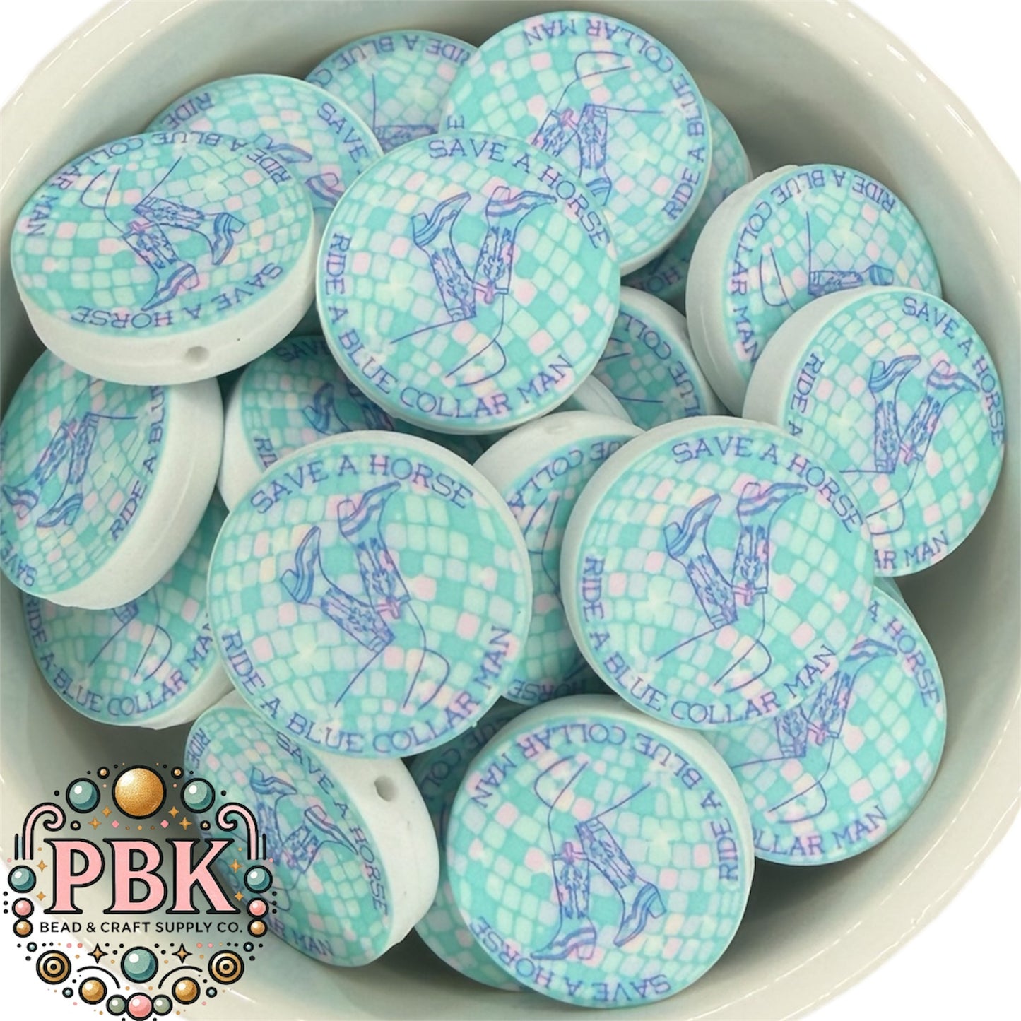 Save a Horse, Ride a Blue Collar Man - EXCLUSIVE TO PBK- Silicone Focal Bead