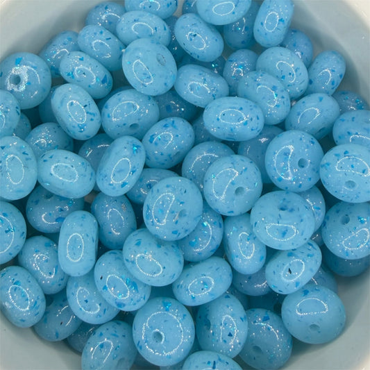 Baby Blue- Speckle Silicone Bead Abacus 14mm