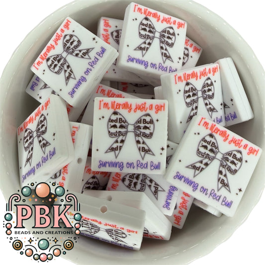 Literally Just a Girl Surviving on Red B- EXCLUSIVE TO PBK- Silicone Focal Bead