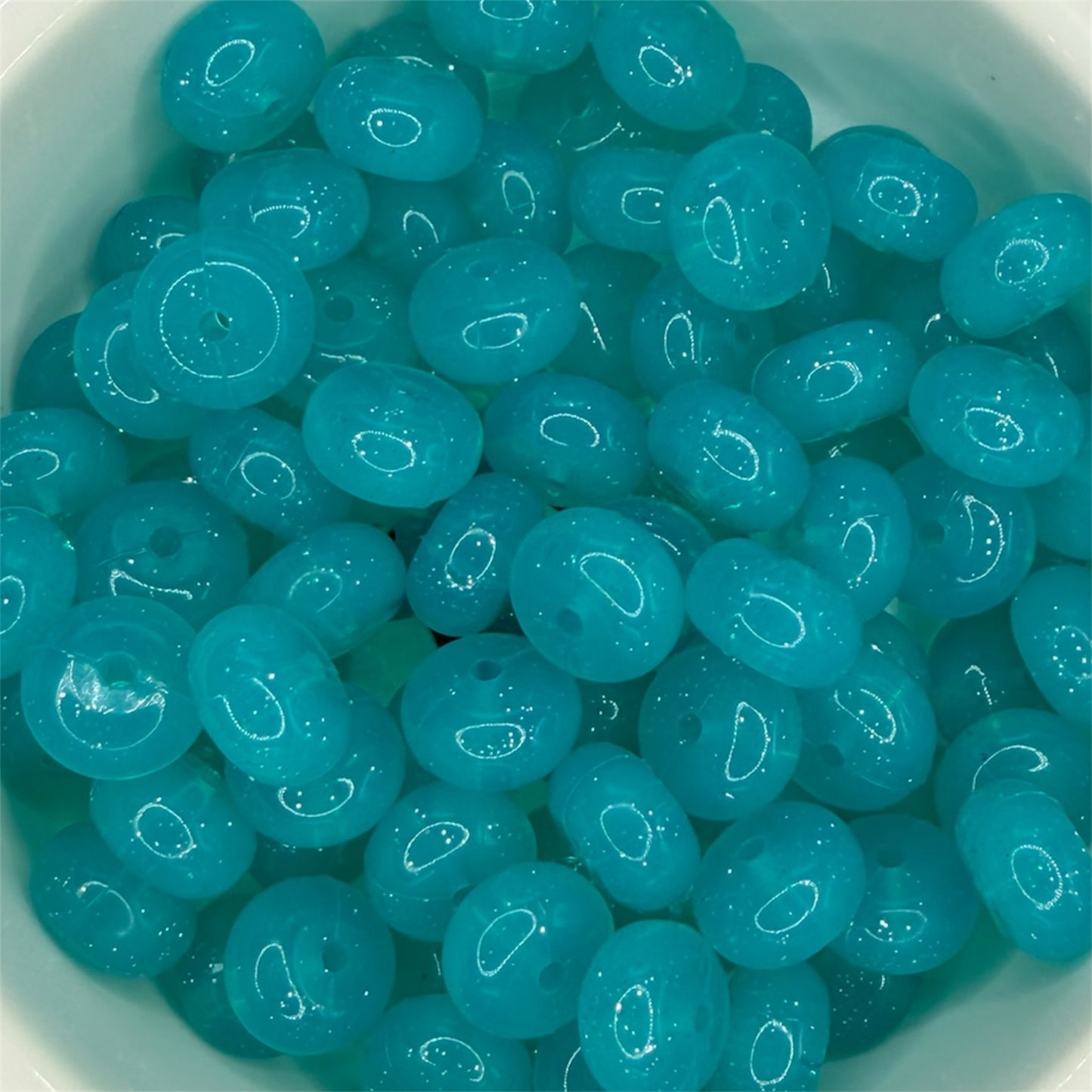 Turquoise Glitter- Liquid Silicone Bead Abacus 14mm