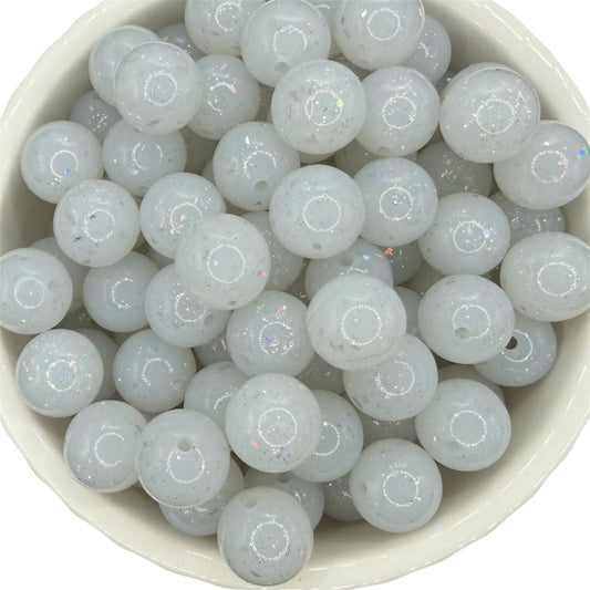 Clear Silver Speckle Liquid- Silicone Bead 15mm