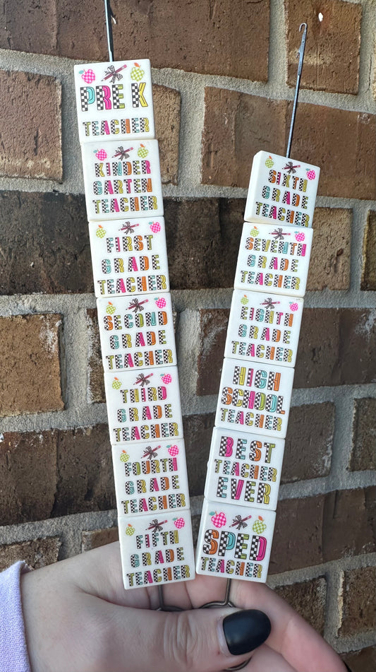 Checkered Teacher- EXCLUSIVE TO PBK- Silicone Focal Bead