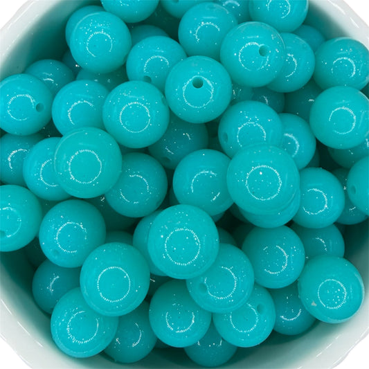 Ocean Blue Liquid Glitter- Silicone Bead 15mm