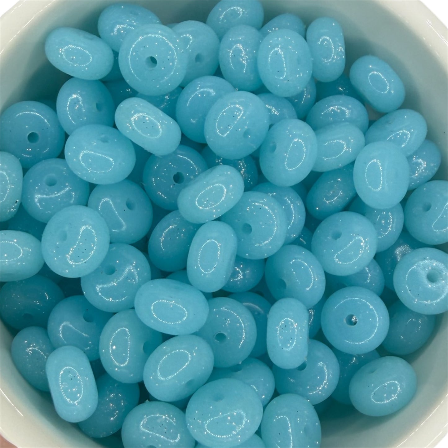 Baby Blue- Glitter Silicone Bead Abacus 14mm