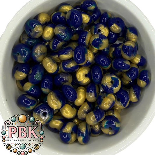 Navy & Gold Swirl- EXCLUSIVE - Silicone Bead Abacus 14mm
