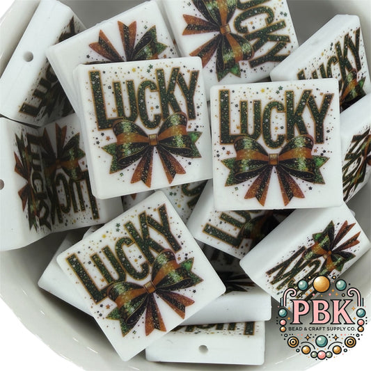 Lucky (Green & Gold Bow)- EXCLUSIVE TO PBK- Silicone Focal Bead